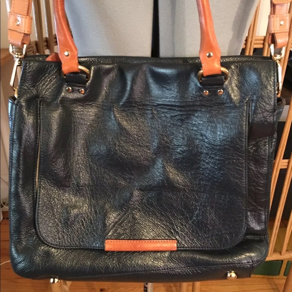 Orla Kiely Navy and Tan Crossbody Bag - Picture 2 of 15